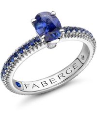 Faberge - 18kt Witgouden Colours Of Love Ring Met Saffier En Diamant - Lyst