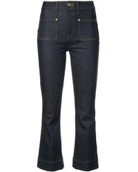 Khaite Cropped-Bootcut-Jeans - Blau