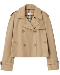 Burberry - Double-Breasted Cropped Trench Coat - Lyst