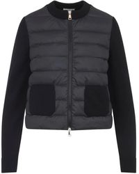 Moncler - Plumífero Con Panel De Lana - Lyst