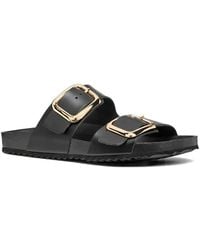 Geox - Buckle-Fastening Leather Slides - Lyst