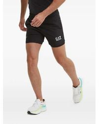 EA7 - Logo-Print Track Shorts - Lyst