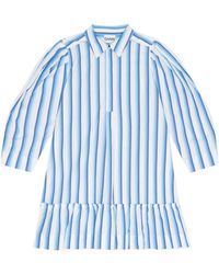 Ganni - Striped Organic Cotton Shirtdress - Lyst