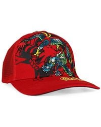 Ed Hardy - Embroidered Dragon Trucker Hat - Lyst