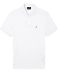 ARMANI EXCHANGE - Logo-Embroidered Zip-Fastening Polo Shirt - Lyst