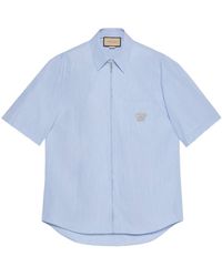 Gucci - Cotton Striped Embroidered Shirt - Lyst
