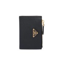Prada - Leather Logo Plaque Card Holder - Lyst