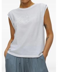 Deha - T-Shirt À Ornements Strassés Et Mancherons - Lyst