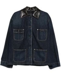 Prada - Jacke Mit Lederkragen Und Aufgesetzten Taschen - Lyst