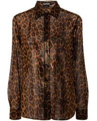 Tom Ford - Chemise En Soie À Imprimé Léopard - Lyst