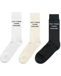 Drole de Monsieur - Slogan-Print Socks (Set Of Three) - Lyst