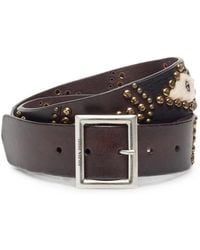 Golden Goose - Ceinture À Détails De Clous En Cuir Façon Poulain - Lyst
