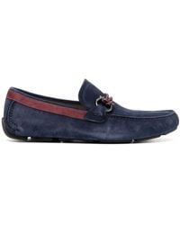 Ferragamo - Front Suede-Leather Gancini Loafers - Lyst