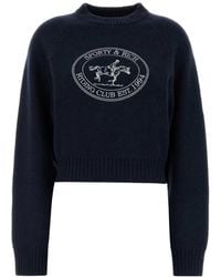Sporty & Rich - Logo-Print Wool Jumper - Lyst