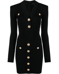 Balmain - Button-Embellished Knitted Minidress - Lyst