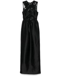 Self-Portrait - Lace-Trim Taffeta Maxi Dress - Lyst