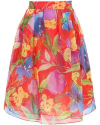 Carolina Herrera - Floral-print Organza Skirt - Lyst