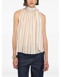 Semicouture - Rayas Striped Tie-Neck Top - Lyst
