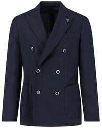 Lardini - Wool Double-breasted Blazer - Lyst