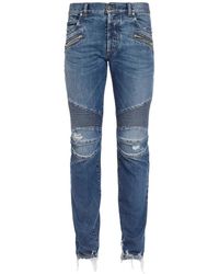 Balmain - Jean Slim À Effet Usé - Lyst