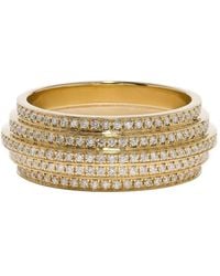 Azlee - 18kt Yellow Gold Staircase 5-tier Diamond Band - Lyst