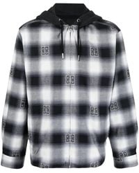 Givenchy - Check-Pattern Oversize Hooded Shirt Jacket - Lyst