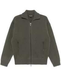 Emporio Armani - Virgin Wool Knitted Bomber Jacket - Lyst