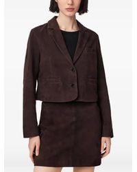 AllSaints - Blazer Raccourci En Daim - Lyst