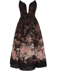 Zimmermann - Midikleid Illuminate Draped Aus Leinen Und Baumwolle - Lyst