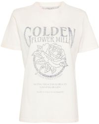 Golden Goose - Distressed-T-Shirt mit Logo-Print - Lyst