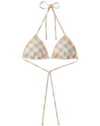 Burberry - Top de bikini triangular a cuadros - Lyst