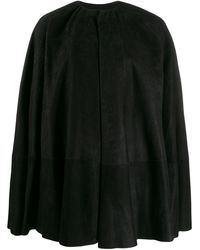 Rick Owens Leather Cape Coat - Black