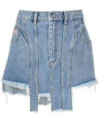 Natasha Zinko - Asymmetric Denim Mini Skirt - Lyst