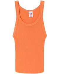 RE/DONE - X Hanes Cropped Geribbelde Tanktop - Lyst