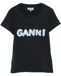 Ganni - Logo Cotton T-Shirt - Lyst