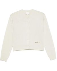 A.P.C. - Logo-Embroidered Ribbed-Trim Cardigan - Lyst