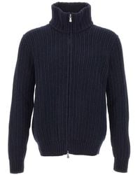Gran Sasso - Ribbed-Knit Zip-Up Cardigan - Lyst