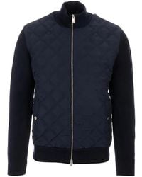 BOSS - Knitted-Wool Jacket With Quilted Front - Lyst