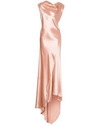 Alberta Ferretti - Satin Long Dress - Lyst