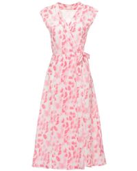 120% Lino - Abstract-Print Wrap Dress - Lyst