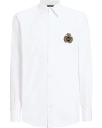 Dolce & Gabbana - Camicia Con Logo Applicato Sul Petto - Lyst