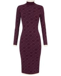 Elisabetta Franchi - Gebreide Midi-Jurk Met Decoratieve Knopen En Jacquard - Lyst