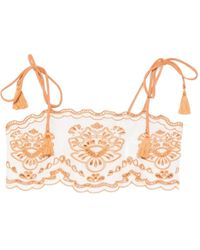 FARM Rio - Tropi Embroidered Tassel-Detail Top - Lyst