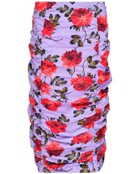 Carolina Herrera - Floral-Print Ruched Midi Skirt - Lyst