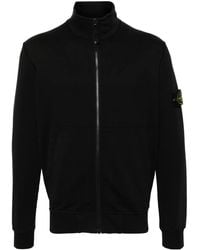 Stone Island - Core Cotton Jersey Sweater With Stand-Up Collar And Detachable Badge - Lyst