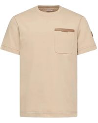 Moncler - Leather-Trimmed Cotton T-Shirt - Lyst