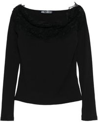 Ermanno Scervino - Lace-Trimmed Long-Sleeve Top - Lyst