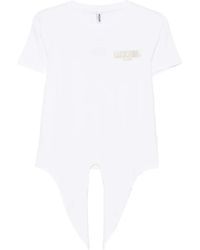 Moschino - Logo-Print Tie-Fastening T-Shirt - Lyst