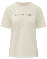 MICHAEL Michael Kors - Stud-Embellished Logo-Print T-Shirt - Lyst
