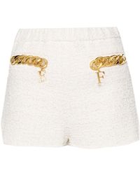 Elisabetta Franchi - Chain-Detail Tweed Mini Shorts - Lyst